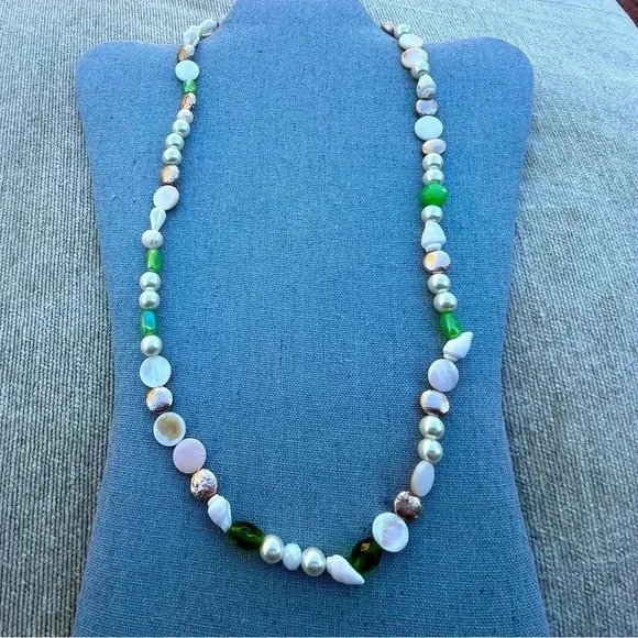 Artisan Ocean Soup Necklace • Shell Glass Faux Pearl - Picture 5 of 5